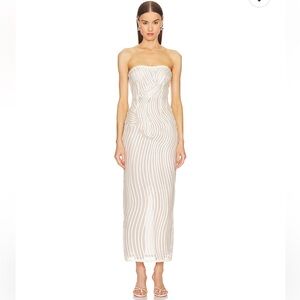 x Revolve Opal Midi Dress in Ivory & Beige- NEVER WORN